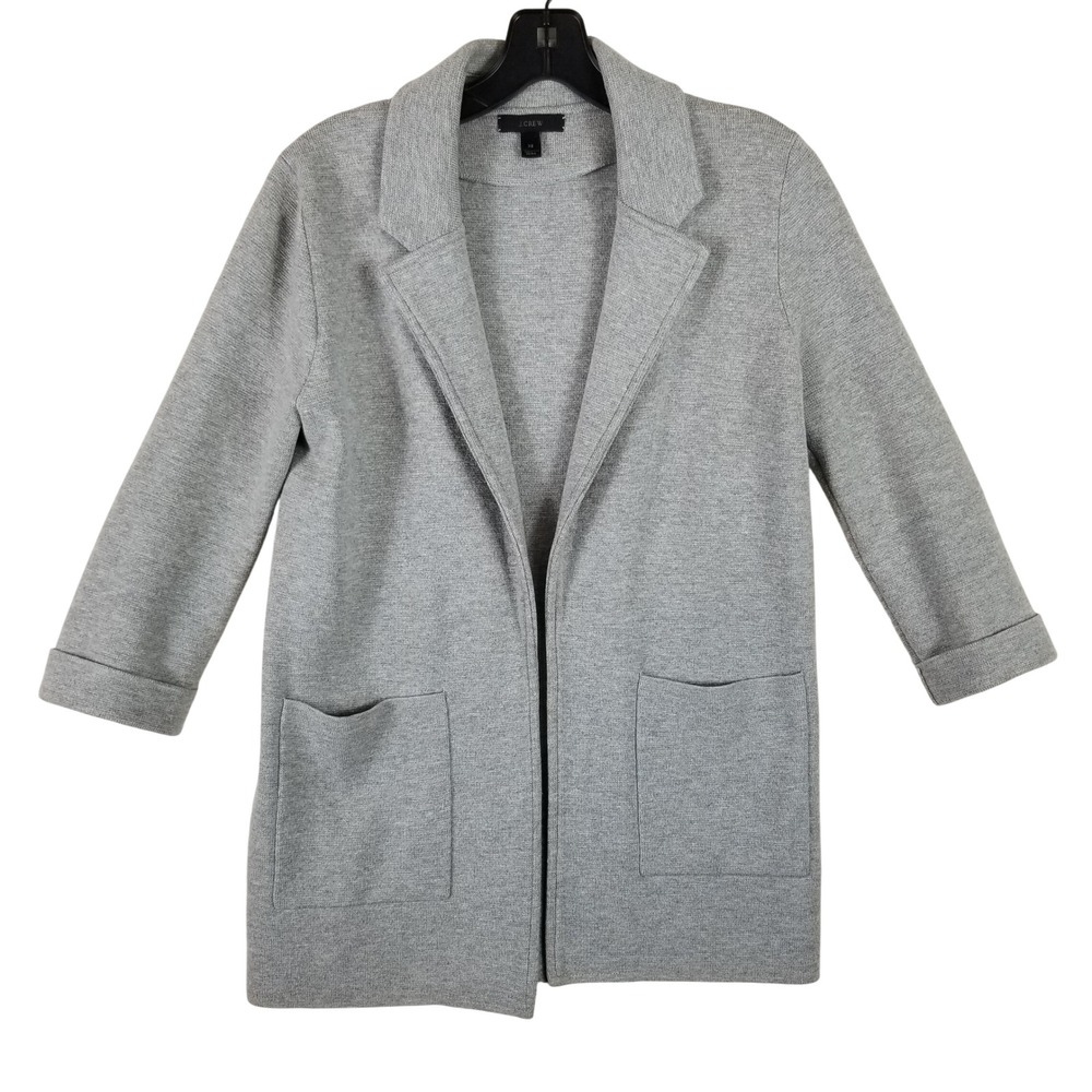 J.Crew Womens Gray‎ Merino Wool Blend Open Front Sweater Blazer Cardigan XS